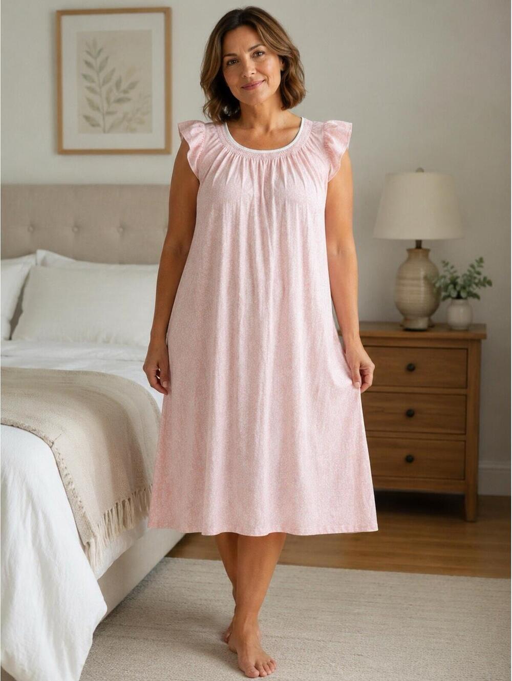 Charter Club Intimate Pink  Short Sleeve Nightgown Country Prairie Women Large